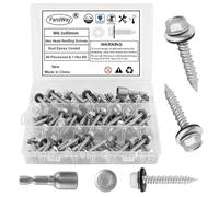 FandWay 80 Pièces Vis Autoforeuses de Toiture,M6,3x50mm Vis à Tôle Autotaraudese à Tete Hexagonale et Autoperceuse pour Toit en Métal Avec Rondelles EPDM et 1 Embout.