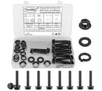 FandWay Boulons Hexagonaux à Bride M10x35mm, 27 Pièces, Acier au Carbone Grade 10.9, Oxyde Noir, Tête Hexagonale, Filetage M10-1.5mm, Pour Environnements à Haute Charge et Vibrations