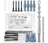 FandWay Kit de chevilles murales M8 pour support de montage TV dans le bois ou le béton, vis de fixation robustes noires en acier inoxydable 304 M8 x 70 mm avec ancrages, 2 forets et rondelles pour