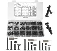 FandWay M2 M2.5 M3 Torx Vis à Métaux et écrous,900 Pièces Vis à Tête Plate Torx,Boulon et écrous Rondelles,Boulons Tete Fraisee Entièrement Filetées en Acier Carbone Noir 10.9.