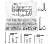 FandWay M2 M2.5 M3 Torx Vis à Métaux et écrous,900 Pièces Vis à Tête Ronde Torx,Boulon et écrous Rondelles,Boulons Tete Bombée Entièrement Filetées en Acier Inoxydable 304.