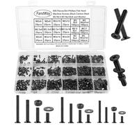 FandWay M2 M2.5 M3 Vis à Métaux et écrous,900 Pièces Vis à Tête Plate Croix,Boulon et écrous Rondelles,Boulon à Tête Fraisee Cruciforme Entièrement Filetées en Acier Carbone Noir.