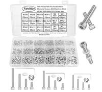 FandWay M2 M2.5 M3 Vis à Six Pans Creux,900 Pièces Vis à Métaux Tête Cylindrique,Jeu de Boulon et écrous Rondelles,Boulon a Tête Hexagonale en Acier Inoxydable 304,Avec 3 Clés Hexagonales.