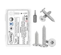 FandWay M4x10mm Torx Vis Autotaraudeuses à Tête Plate,50 Pièces Vis à Bois Tête Fraisée en Acier Inoxydable 304,Tôle Autoperceuses Entièrement Fileté Avec 1 T10 Forets et Boîte.