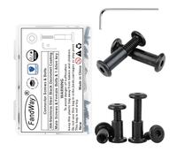 FandWay M4x30mm 25 Paires Vis De Connecteur D'armoire,Connexion,Assemblage Meuble en Acier Inoxydable A2 V2A Dacromet Noir (25 Vis Pour Meubles, 25 écrou à Douille) Avec Clé Hexagonale.