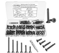 FandWay Torx Lot de 205 vis autoperceuses, à tête fraisée, M4,2 x 13 ~ 38 mm, à tête plate, en acier inoxydable 410, noires
