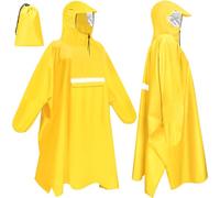 Faneam Poncho de Pluie pour Adulte Imperméable Réutilisable Poncho Pluie Vélo avec Fenêtre de Vue, Bandes Réfléchissantes Cape de Pluie Unisexe pour Vie Quotidienne Cyclisme Randonnée Pêche (Jaune)