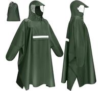 Faneam Poncho de Pluie pour Adulte Imperméable Réutilisable Poncho Pluie Vélo avec Fenêtre de Vue, Bandes Réfléchissantes Cape de Pluie Unisexe pour Vie Quotidienne Cyclisme Randonnée Pêche (Vert)