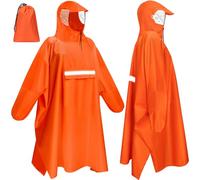 Faneam Poncho de Pluie pour Adulte Imperméable Réutilisable Poncho Pluie Vélo avec Fenêtre de Vue, Bandes Réfléchissantes Cape de Pluie Unisexe pour Vie Quotidienne Cyclisme Randonnée Pêche (Orange)