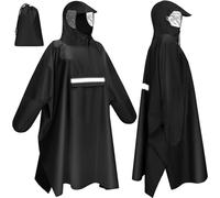 Faneam Poncho de Pluie pour Adulte Imperméable Réutilisable Poncho Pluie Vélo avec Fenêtre de Vue, Bandes Réfléchissantes Cape de Pluie Unisexe pour Vie Quotidienne Cyclisme Randonnée Pêche (Noir)