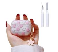 Faneiy Coque pour AirPods 4e génération avec Porte-clés + kit de Nettoyage, Jolie Coque de Protection pour écouteurs à Motif Floral Rose Transparent, TPU Souple pour AirPods 4, pour Femmes et Filles