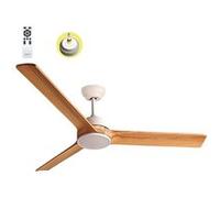 Fanelite - Ventilateur de plafond 132 cm blanc et bois BALABIO - Moteur DC 36W - Lumière LED 20W dimmable 3 couleurs + LED SUPERIEURE 2W 3000°K BLANC ET BOIS G