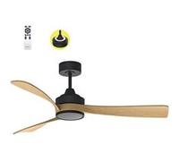 Fanelite - Ventilateur de plafond 132 cm noir et bois MANIHI - Moteur DC 35W - LED 20W dimmable 3 couleurs + LED SUPERIEURE 2W 3000K Noir et bois
