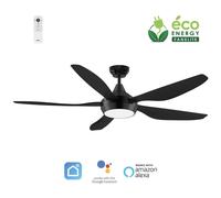 Fanelite - Ventilateur de plafond 137 cm noir MAUPITI - Moteur DC 35W - LED 20W dimmable 3 couleurs - Wifi & Contrôles vocaux