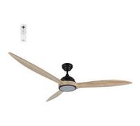 Fanelite - Ventilateur de plafond 164 cm noir et bois MOOREA - Moteur DC 35W - Lumière LED 20W dimmable 3 couleurs - Wifi - Contrôles vocaux Noir et bois