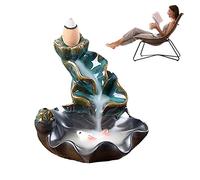 fanelod Brûleur d'encens en forme de cascade en céramique | Décoration d'intérieur d'aromathérapie pour la maison, le bureau, la méditation, la salle de yoga, le temple