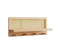 fanelod Étagère murale bohème - Crochet flottant en bois - Étagères pour livres de chambre d'enfant, décoration de ferme, organiseur mural avec crochets pour jouets, livres, plantes, articles de
