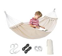 fanelod Hamac double avec barre d'écartement en bois, hamac en coton confortable, suspension stable, forte capacité de charge, lit de camping suspendu
