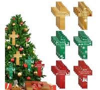 fanelod Lot de 24 décorations de crèche de Noël de forme unique en forme de lettres découpées en bois, décoration de vacances à suspendre pour église, maison, entreprise