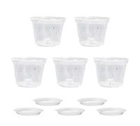 fanelod Lot de 5 Pots pour orchidées, Pots de Fleurs Transparents avec Trous de Drainage et soucoupes pour orchidées
