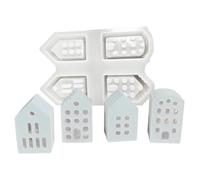 fanelod Moules en silicone en forme de maison, moules à bougies, moules en silicone pour fabrication de résine, moules flexibles pour Pâques, fête des enfants, anniversaire