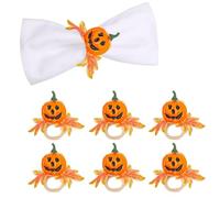 fanelod Ronds de serviette en forme de citrouille d'Halloween | Ronds de serviette d'Halloween en érable | Décorations de table d'automne en bois artificiel pour Thanksgiving