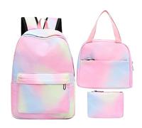 fanelod Sac à dos à paillettes léger pour filles - Sac à dos d'école avec sac et portefeuille - Sac à dos arc-en- léger et coloré - Cartable tie-dye pour filles