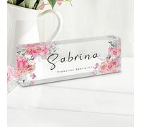 Fanery Sue Plaque Nominative Bureau Personnalisable, Plaque de Bureau en Acrylique avec Nom et Titre, Décoration de Bureau pour Hommes et Femmes, 20.3 * 6.4 * 3.0cm(Texte seulement-Style 17）