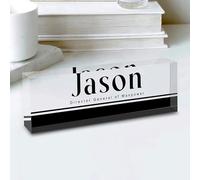 Fanery Sue Plaque Nominative Bureau Personnalisable, Plaque de Bureau en Acrylique avec Nom et Titre, Décoration de Bureau pour Hommes et Femmes, 20.3 * 6.4 * 3.0cm(Texte seulement-Style 21）