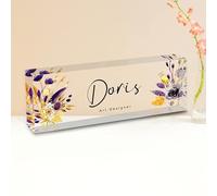 Fanery Sue Plaque Nominative Bureau Personnalisable, Plaque de Bureau en Acrylique avec Nom et Titre, Décoration de Bureau pour Hommes et Femmes, 20.3 * 6.4 * 3.0cm(Texte seulement-Style 19）