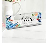 Fanery Sue Plaque Nominative Bureau Personnalisable, Plaque de Bureau en Acrylique avec Nom et Titre, Décoration de Bureau pour Hommes et Femmes, 20.3 * 6.4 * 3.0cm(Texte seulement-Style 14）