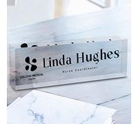 Fanery Sue Plaque Nominative Bureau Personnalisable, Plaque de Bureau en Acrylique avec photo/nom&titre, Décoration de Bureau pour Hommes Femmes, 20.3 * 6.4 * 3.0cm(Image&Texte-Style 4）