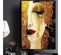 FANGAO Impression sur toile Gustav Klimt - Motif larmes dorées et baiser - Image murale classique - Moderne - Pour salon, chambre à coucher - Sans cadre - 50 x 70 cm, multicolore