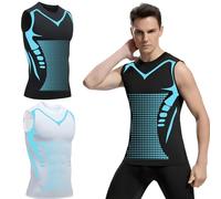 FANGCCC 2023 New Version Ionic Shaping Vest, 2 Stück Ionic Shaping Herren Komfortables und Atmungsaktives Eisseiden-Gewebe für Männer zum Aufbau Eines Perfekten Körper, Noir/blanc (XXL)