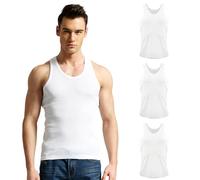 FANGCCC Lot de 3 maillots de corps pour homme, en coton, extensibles, pour le sport, les loisirs, le travail, Blanc., L