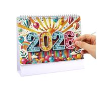 Fangfhai Calendrier de bureau | Calendrier de table peinture gemme - Planificateur 12 mois de janvier 2026 à décembre pour préparation de réunion, coordination d'équipe, suivi des objectifs personnels