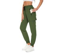 FANGJIN Femme Taille Haute Cargo Été Bande Élastique Jogging Yoga Pants Grande Taille Carotte Multipoche Séchage Rapide Pantalon Vert Armée S