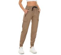 FANGJIN Pantalon Jogging Femme Séchage Rapide Pantalon Cargo Taille Haute Été Chino Bande Élastique Yoga Pants Crayon Casual Carotte Multipoche Kaki S