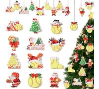 Fangleland Boule de Softball en Bois à Suspendre - Décoration pour Sapin de Noël - Jaune - Banquet de Softball - Décoration en Bois