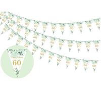 Fangleland Lot de 3 bannières de fanions pour 60e anniversaire - Décorations de 60e anniversaire pour homme et femme - Bannière de fanions triangulaires pour 60e anniversaire - Pour extérieur,