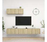 Fangmaliuyon - Lot de 3 armoires murales modernes avec espace de rangement pour téléviseurs et médias - En bois robuste - Design compact - Pour salon et couloir - Chêne Sonoma - 100 x 30 cm