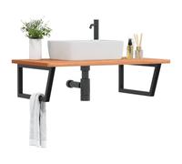Fangmaliuyun 100 x 60 x 2,5 cm - Plateau de lavabo en hêtre et acier - 100 kg - En forme de trapézoïdale - Pour petite salle de bain/WC d'invités