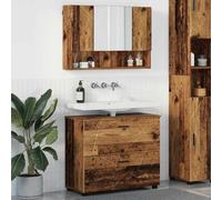 Fangmaliuyun 76,5 x 35 x 64 cm - Ensemble de lavabos en bois recyclé - Armoire à miroir - 2 tiroirs, 7 étagères - Bois/métal - Petites salles de bain