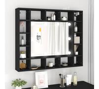 Fangmaliuyun Armoire à miroir à LED, noire, 91 x 15 x 76,5 cm, en matériau dérivé du bois, meuble sous-vasque lumineux avec télécommande, design moderne, pour salle de bain et chambre à coucher