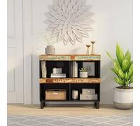 Fangmaliuyun Armoire d'appoint 85 x 33 x 75 cm - Table de chevet industrielle en bois recyclé et pieds en fer massif recyclé avec espace de rangement - Moderne et robuste - Pour chambre à coucher