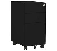 Fangmaliuyun Armoire de classement avec roulettes - Noir - 30 x 45 x 59 cm - En acier - Design moderne - 3 tiroirs verrouillables - Charge maximale : 75 kg - Pour la maison, le bureau, la cuisine