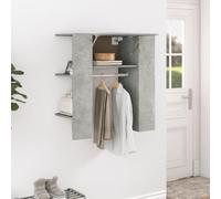 Fangmaliuyun Armoire de couloir - Gris béton - 97,5 x 37 x 99 cm - En matériau dérivé du bois - Avec tringle à vêtements et étagères - Peu encombrante - Pour couloir, chambre à coucher, bureau