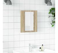 Fangmaliuyun Armoire de salle de bain à LED, 40 x 12 x 45 cm, chêne Sonoma avec éclairage RVB, miroir acrylique, deux étagères, design moderne peu encombrant pour petite salle de bain, toilettes