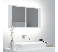 Fangmaliuyun Armoire de salle de bain à LED - Blanc - 80 x 12 x 45 cm - Acrylique - Lumière RVB moderne - Fine - Meuble mural pour salle de bain d'invités et WC