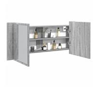 Fangmaliuyun Armoire de salle de bain à LED gris Sonoma 100 x 12 x 45 cm - Matériau bois avec éclairage RVB - Design moderne - Peu encombrant - Organiseur de salle de bain pour salle de bain, WC et